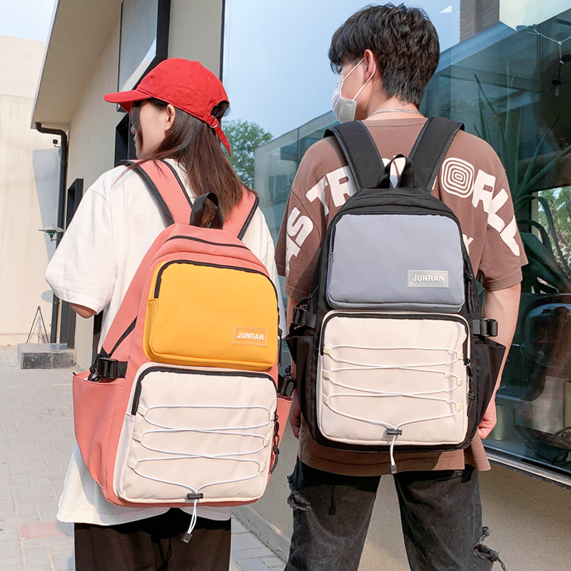 Champion School Bag Middle School Students Female Junior High School Student Trend Campus Shoulder Bag Men's Double Shoulder Bag 2022 New Large Volume