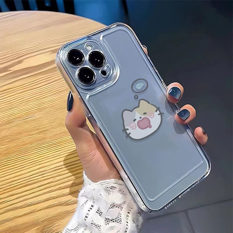 Little Cat Wants Little Fish Is Suitable for Apple iPhone 17/16 Phone Case, 14 Soft, 13 Applicable, Creative 12 Promax Case, 11 Simple Transparent Couple Style