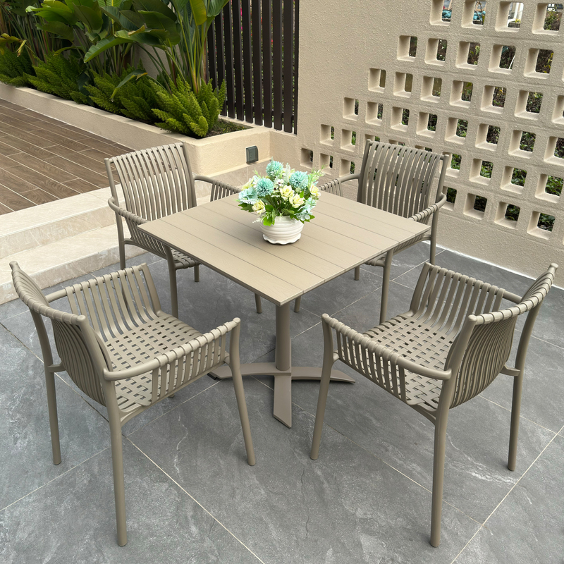 Outdoor Folding Tables and Chairs, Courtyard Open-Air Balcony Leisure Set, Popular in Milk Tea Shops and Cafes, Commercial Outdoor Seating