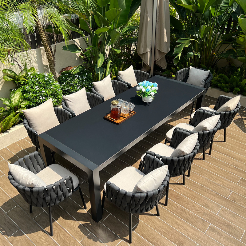 Nordic Outdoor Slate Table and Chair Set, Courtyard Garden Rope Woven Leisure Furniture, Balcony Terrace Dining Table and Chair Set Nordic Outdoor Slate Table and Chair Set, Courtyard Garden Rope Woven Leisure Furniture, Balcony Terrace Dining Table and Chair Set