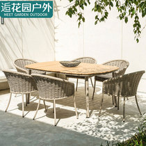 Outdoor Leisure Furniture Villa Courtyard Balcony Small Dining Table And Chairs Open-air Garden Rattan chair Editor-in-room Three sets