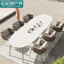Outdoor table and chairs outdoor terrace open air casual table and chairs Villa Yang Light House Patio Nordic Garden Vine choreography table and chairs