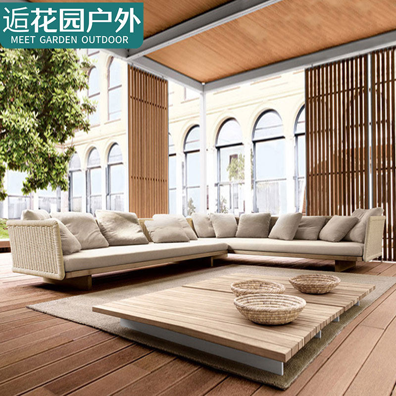 Outdoor leisure rattan chair rattan sofa combination indoor and outdoor balcony courtyard garden villa terrace sofa rattan furniture