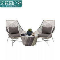 Balcony Small Table And Chairs Mesh Red Rattan Chair Tea Table Three Sets Outdoor Patio Casual Chair Living Room Iron Art Furniture Combination