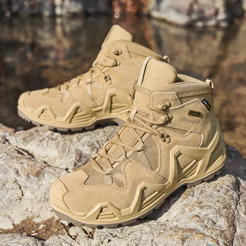 Hange Second Generation Outdoor Hiking Shoes for Men, High-Top Trekking and Climbing Waterproof Combat Boots, Training Tactical Desert Boots for Women