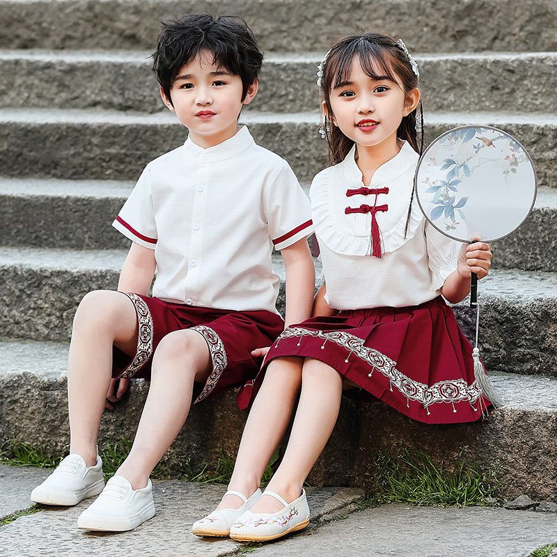 61 children acting out of school children's class clothes graduation suit chorus recitation of girls' Han uniforms ancient clothes children's performance clothes