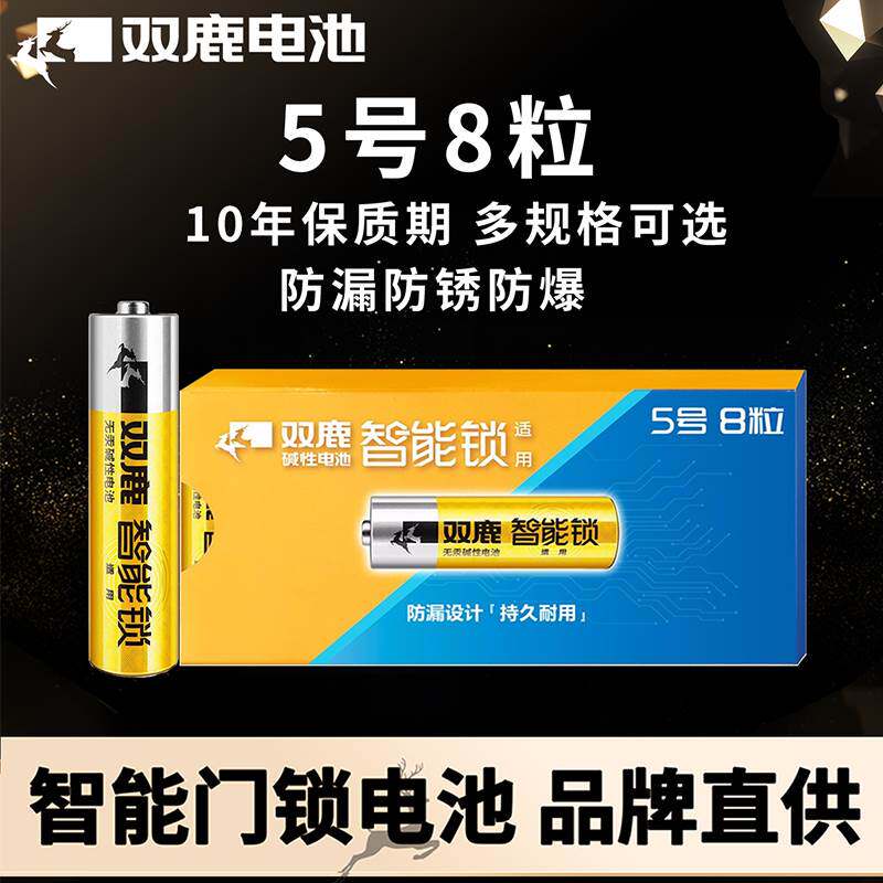 双鹿5号电池1.5V碱性适用于电子锁指纹锁密码锁防盗门智能门锁儿