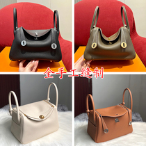 Imported TC leather H family Lindy bag womens bag lindy26 bag fully hand-sewn crossbody shoulder bag 26cm doctor bag