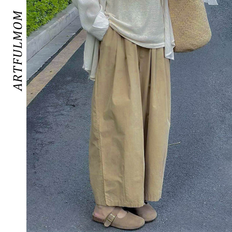 [Uk] Maternity Pants, Summer Thin Style, Wide-Leg Pants for Outerwear, Pure Cotton, Non-Constricting during Pregnancy, Cargo Pants for Petite Women