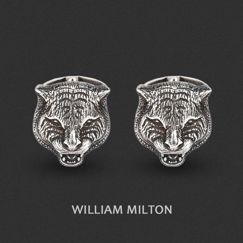 William Milton King of Beasts Retro Tiger Cufflinks Men's French Shirt Cuff Studs Accessible Luxury Gift