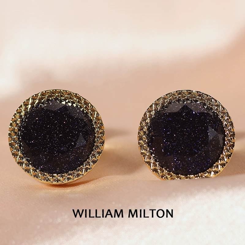 William Milton Italian Style Light Luxury Starry Sky Stone Cufflinks Men's Birthday Gift High-End Cuff Pin Gift Box