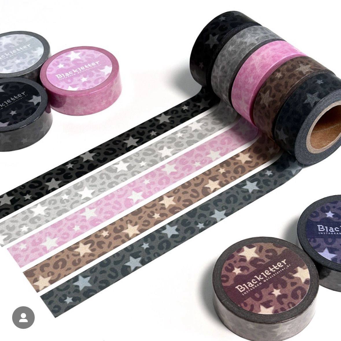Korean style leopard print washi tape, sexy style, five-pointed star leopard print, DIY journal decoration material, washi tape roll.