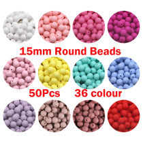 Kovict 50pcs 15mm Silicone Beads Safe Teether Round Baby Tee