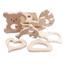 3Pcs Wooden Teether Pendant Food Grade Animal Elephant Dolph