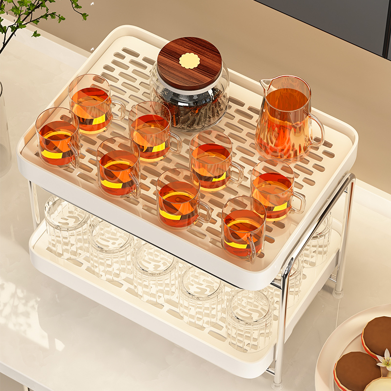 Cup placement plate home living room cup tray glass cup water cup drain storage layer shelf tea cup shelf