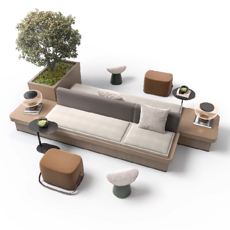 Real Estate Agency Hotel Lobby Double-Sided Island Solid Wood Landscape Sofa Rest Area Exhibition Center Modular Seating Real Estate Agency Hotel Lobby Double-Sided Island Solid Wood Landscape Sofa Rest Area Exhibition Center Modular Seating