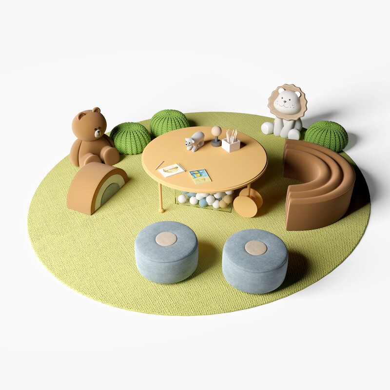 Sales Office Children's Table and Chair Set, Entertainment Area, Kindergarten Early Education Tutoring Round Table, Amusement Park Game and Drawing Table