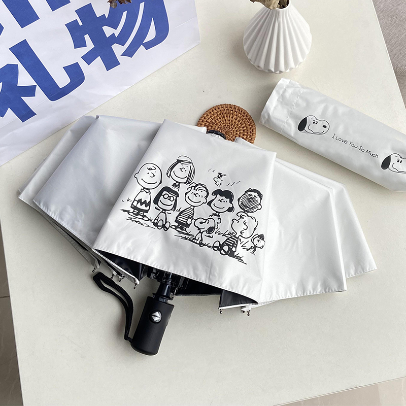 5orget Snoopy female rain or shine dual-use student simple automatic sunshade folding umbrella girl heart ins umbrella