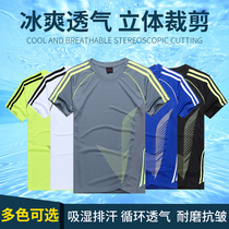 Sportswear suit mens summer short-sleeved fitness training running suit sweat-absorbing and breathable mens team custom competition suit