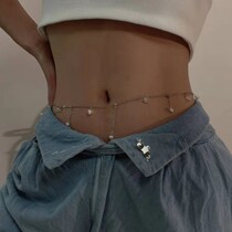 Retro Hot Girl Sexy Belly Button Chain Crystal Design Waist Chain Two Wear Pearl Chain Waist Accessories Necklace Trampoline Accessories Tide