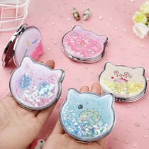 Net Red Light Streaming Sand Make-up Mirror Cute Day Ensemble Young Girl Hearts Students Trumpet Dresser Carry-on Portable Mini Mirror