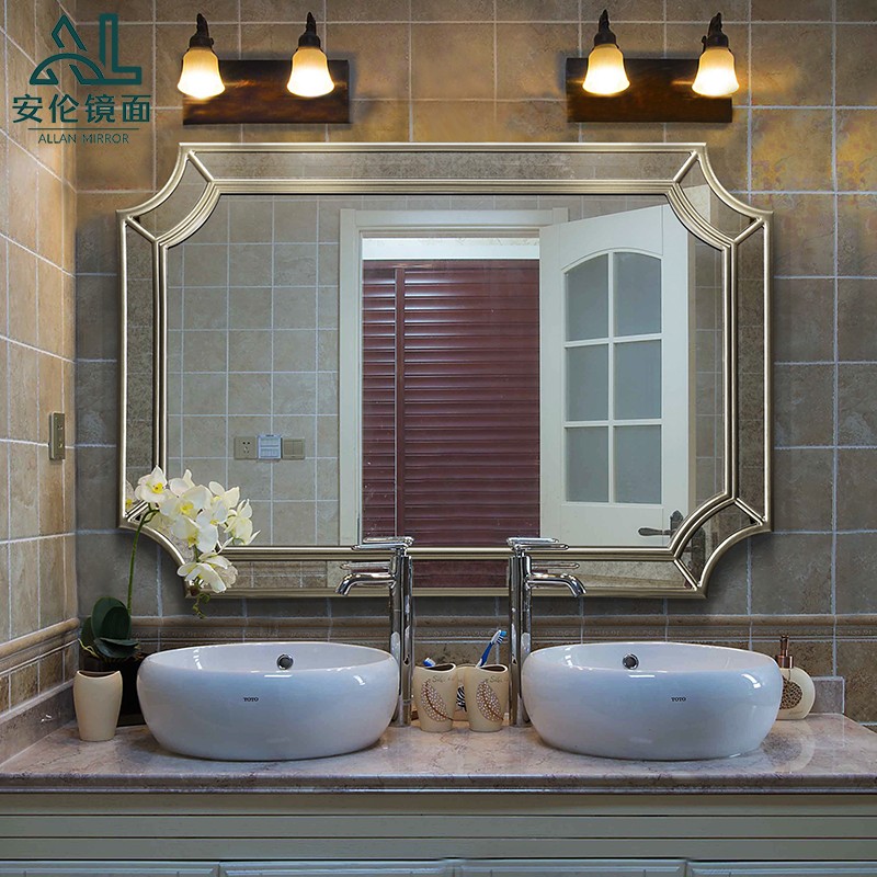 Modern square luxury bathroom mirror makeup mirror porch personality wall mirror hotel creative decorative mirror can be customized