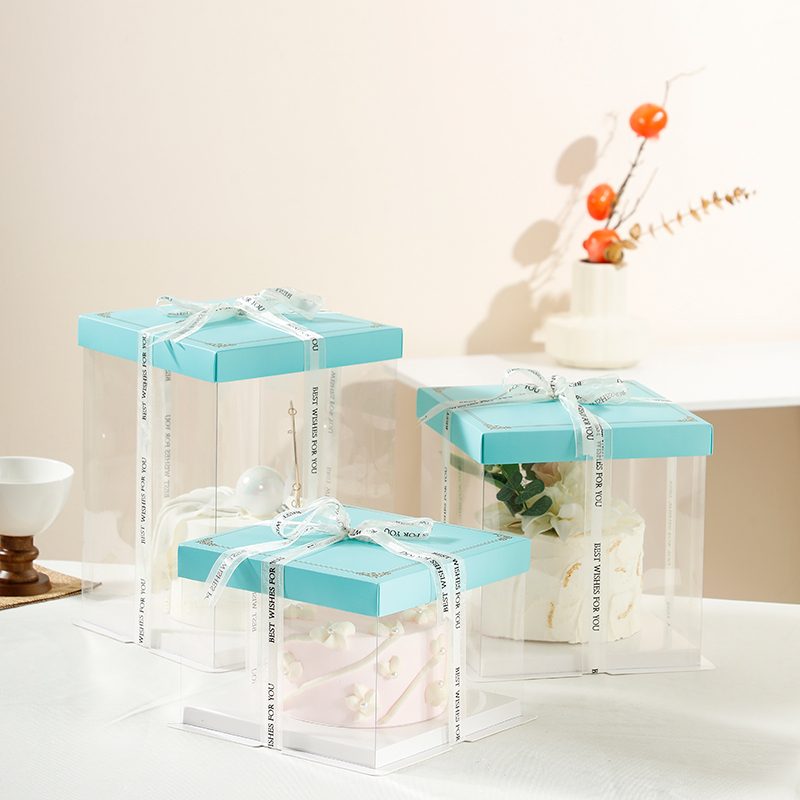 Factory Direct Sales, Whole Box Wholesale, Transparent Cake Box Packaging Box for Birthdays, Sizes 6, 8, 10, 12inch Single/Double Height
