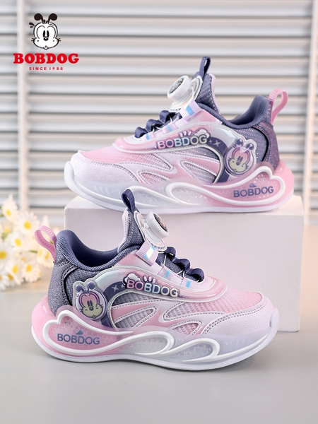 Babudou Girls' Shoes Sneakers 2026 Spring & Fall New Style Breathable Mesh Rotating Buckle Girls' Kidsren's Running Shoes — 3