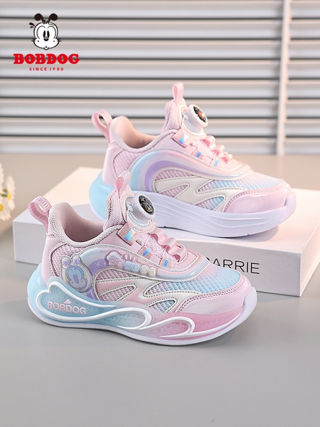 Babudou Girls' Shoes Sneakers 2026 Spring & Fall New Style Breathable Mesh Rotating Buckle Girls' Kidsren's Running Shoes — 4