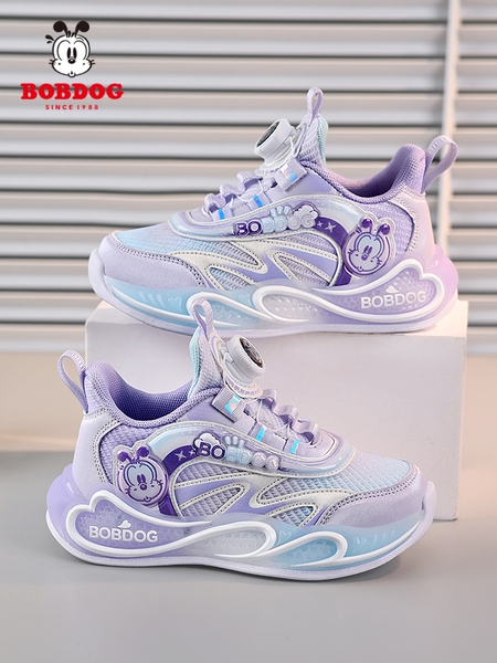 Babudou Girls' Shoes Sneakers 2026 Spring & Fall New Style Breathable Mesh Rotating Buckle Girls' Kidsren's Running Shoes — 2