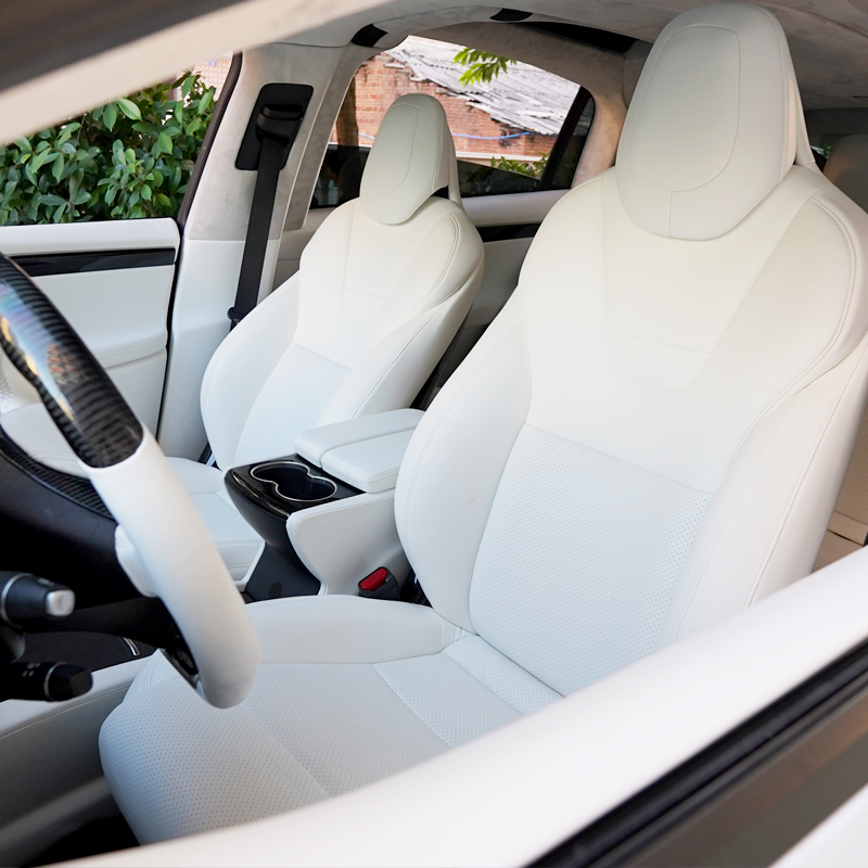 Suitable for Tesla Model X Seat Cushion 7-Seater Car Seat Cover 6-Seater Imported Model S White Car Seat Cover