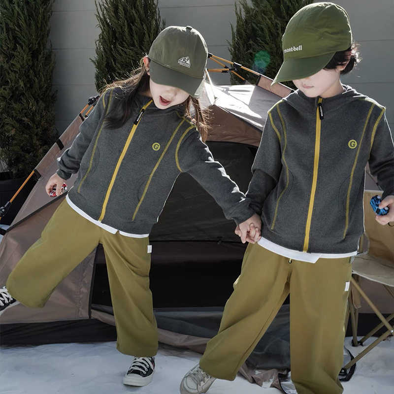 Children's Pure Cotton Sweatshirt Jacket, Spring and Autumn Style, Elastic Zipper Fleece Hoodie, Unisex, Parent-Child Matching Outfit, Long-Sleeved Top