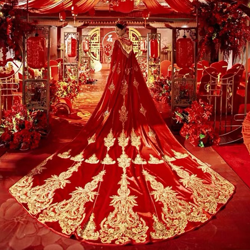 Show Wo Costume Bride 2023 new Beatles Grand Beatle Long trailing Fengguan Xia Wedding Chinese Wedding Suit Ancient Dress-Taobao