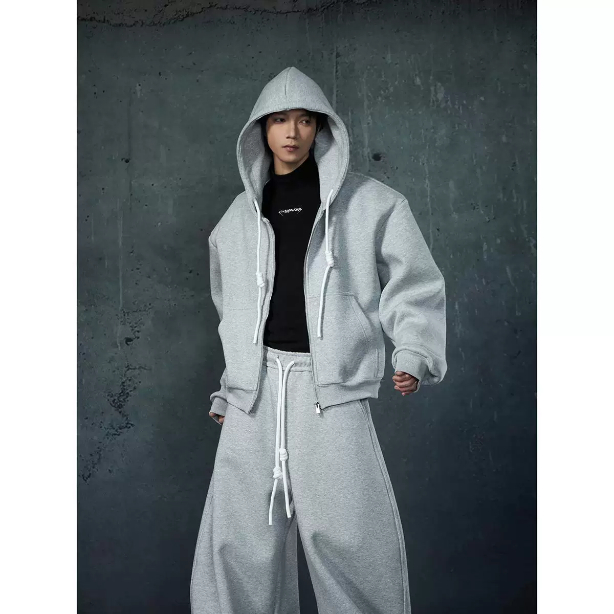 Худи для отдыха, кардиган на молнии, куртка, брюки, oversize, свободный силуэт