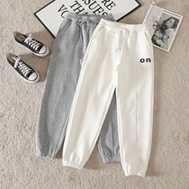 Girls trousers summer outerwear nine-point pants girls childrens anti-mosquito casual spring and autumn thin sports pants sweatpants