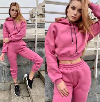 European and American Style Sportswear Hoodie 2-Piece Set for Women