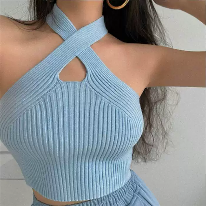 Европейский и американский вязаный жилет, топ женский TSHIRT CROP TANK TANK TOP WOMEN майка