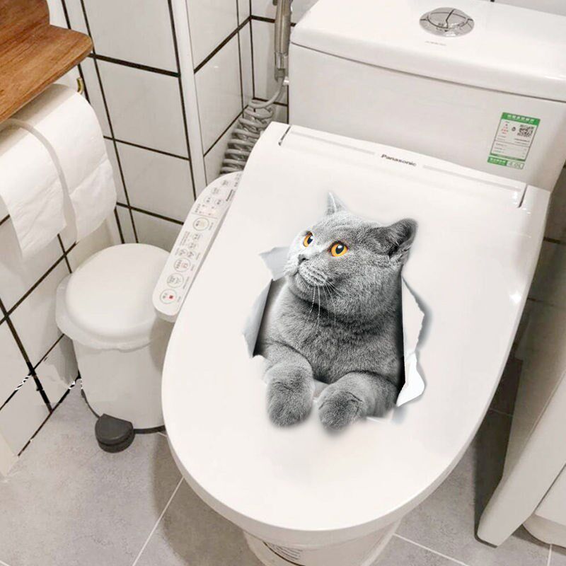 Toilet Animal Sticker STICKER WATERPROOF REMOVABLE EMULATION CUTE MAKE-UP ROOM TOILET WALL TOILET LID DECORATION SELF-STICK