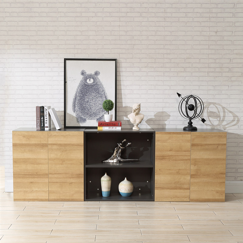 Office tea cabinet with lock double-door side cabinet wooden document printer floor-to-ceiling low cabinet storage cabinet low cabinet combination