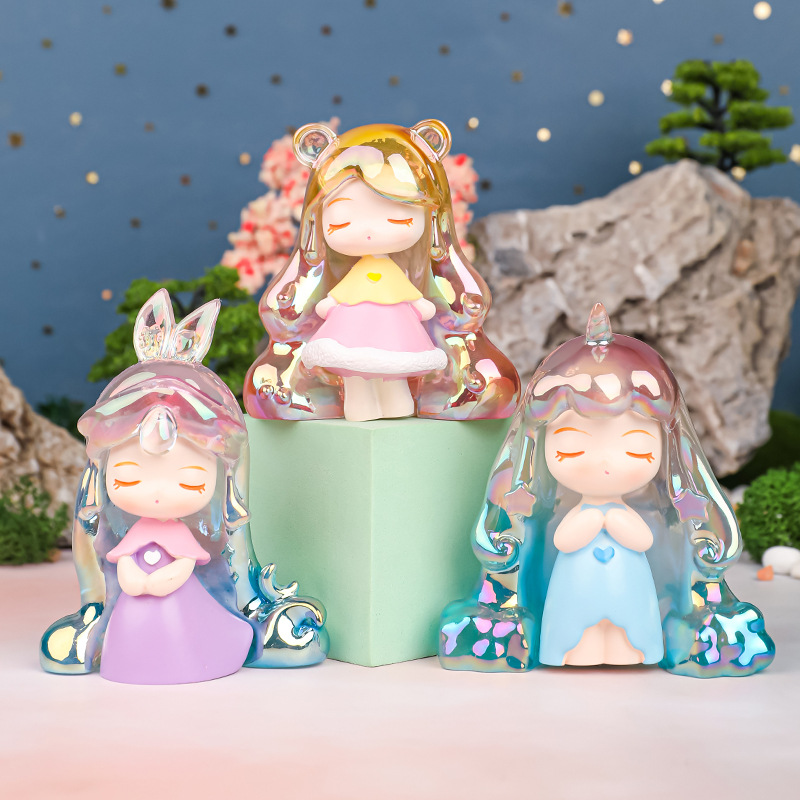 Creative country wind cute princess Senyu girls dream night light lights glowing blind box unicorn cake decoration