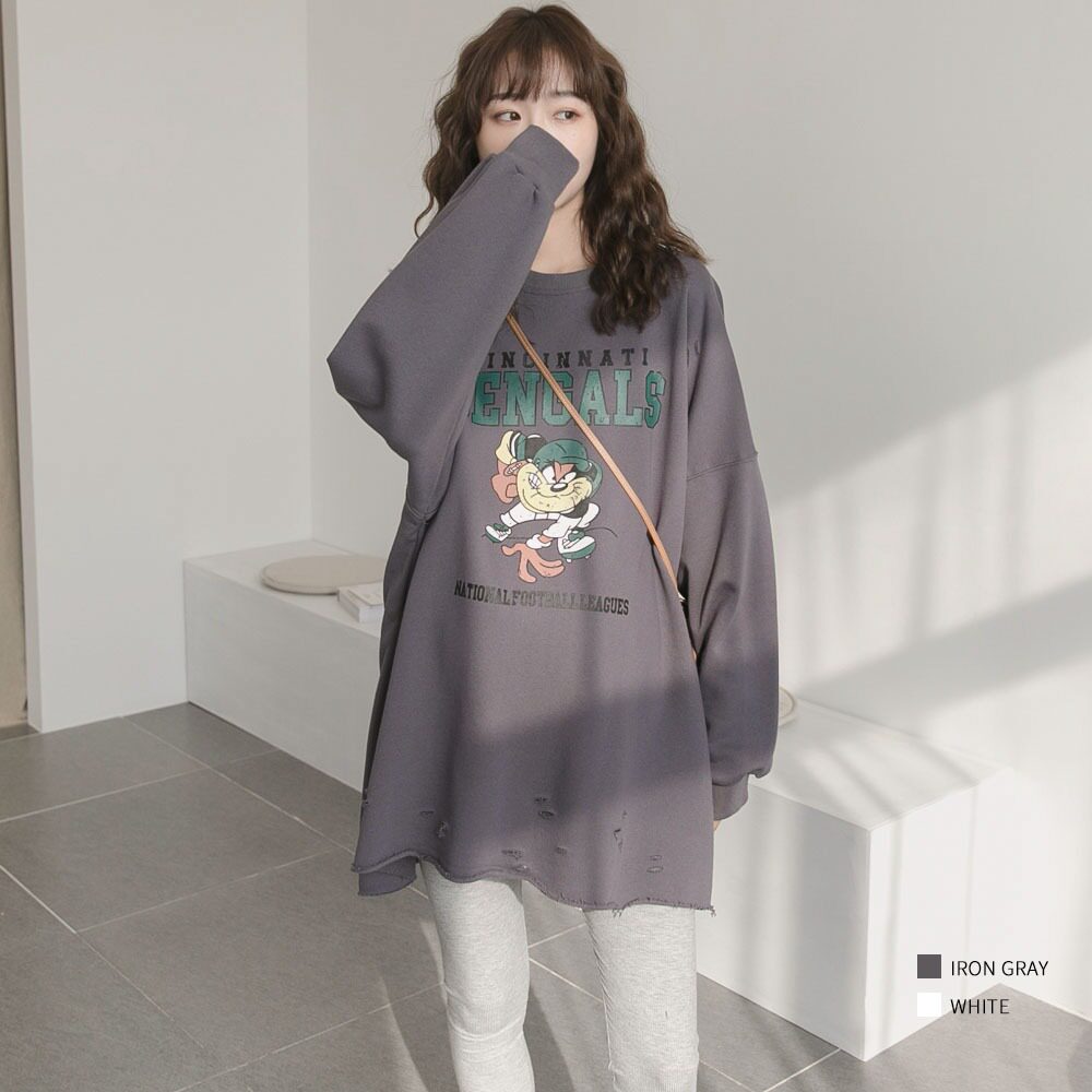 Foreign Pie Aging ~ pregnant women's blouses Spring loaded with new fashion cartoon sweatshirt with long version loose and large size