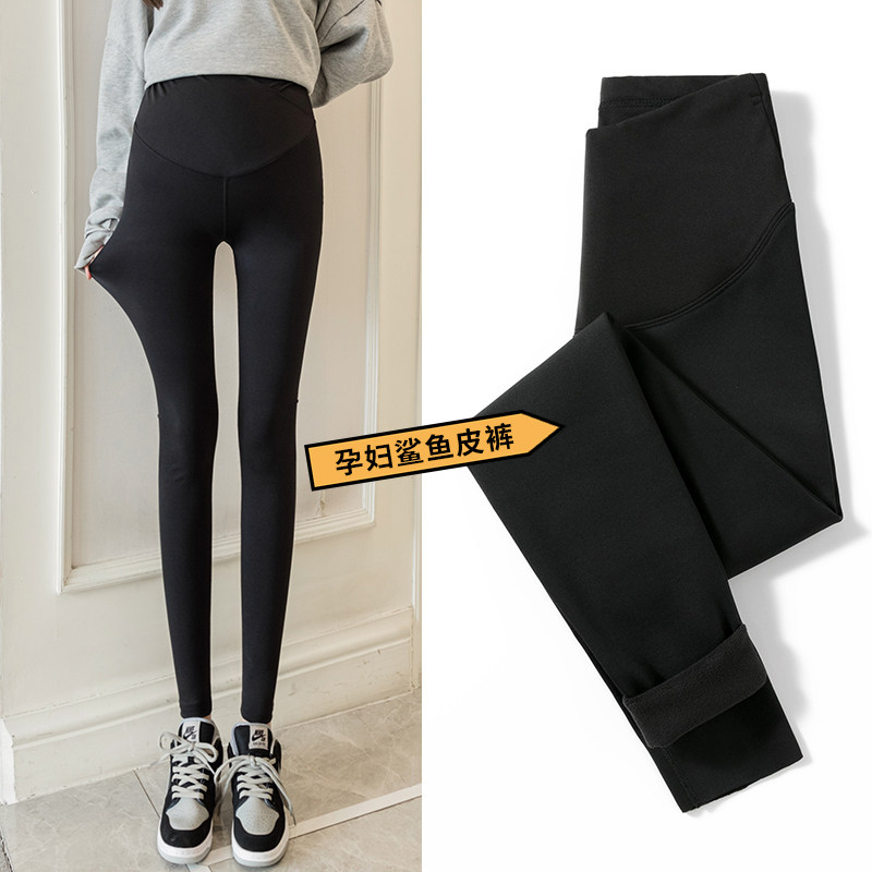 Pregnant Woman Plus Suede Shark Pants Winter 2021 New Thickened Barbie Pants Warm Inner Lap Pants Pregnant Woman Pants Autumn Winter