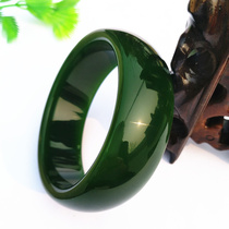 Jade Xinjiang Hetian jade Jasper bracelet Jade bracelet female flat bracelet Female spinach green bracelet