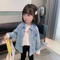 Child Denim Shirt Baby Long Sleeve Shirt Girl Foreign Air Blouse Small Boy Trendy 2022 Autumn Dress New