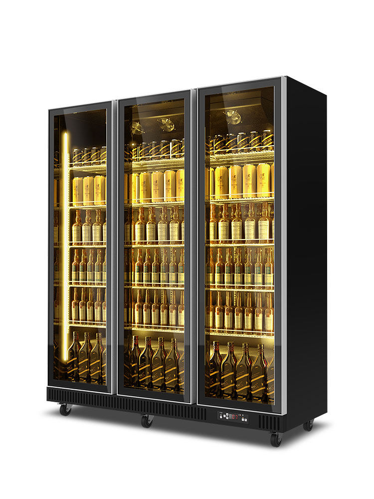 Mensch Beer Display Cabinet Supermarket Convenience Store Fine Brewery Double Door Refrigerated Beverage Cabinet Commercial Net Red Wine Bar Freezer