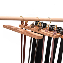 High-end solid wood belt rack multi-functional tie storage rack household 14-hole belt scarf and tie storage and organizing rack