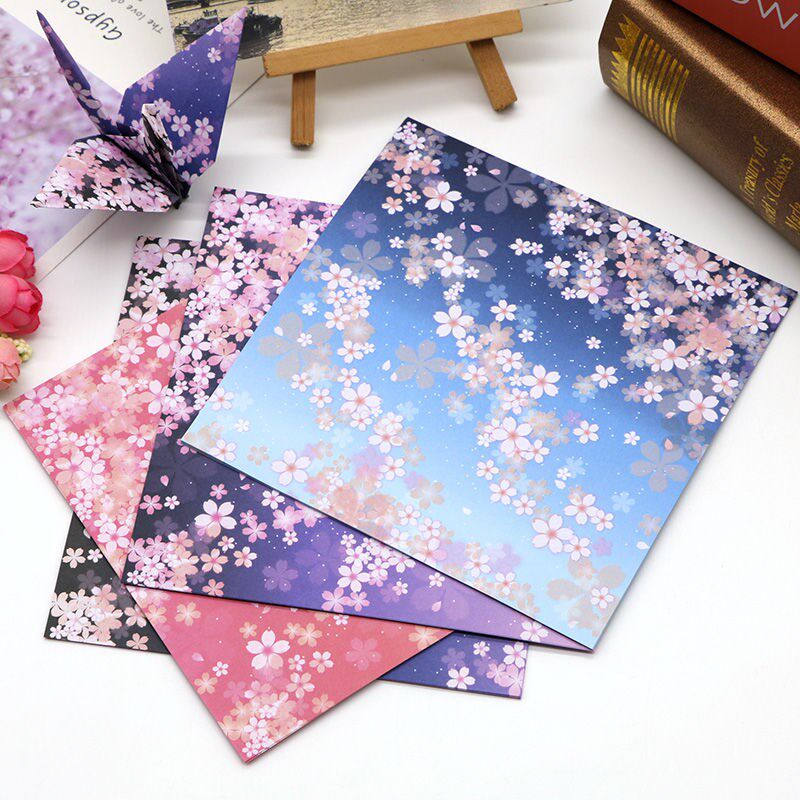 15x15 folding paper bifacial cherry blossom printed children hand-folded paper square laminated thousands of paper cranes color cardboard material