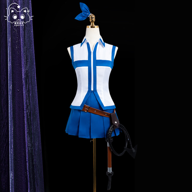 [in Stock] Fairy Tail Cosplay Costume with Cat Ears, Hartfilia Lucy Outfit, Anime Cosplay Clothing
