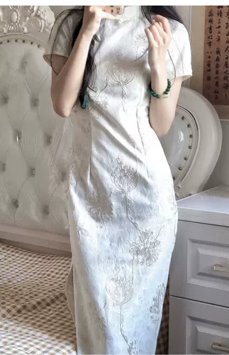 Кружевное ципао, легкое длинное платье, коллекция 2023, городской стиль, китайский стиль