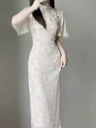 Летнее ципао, легкое длинное платье, юбка, китайский стиль, 2025 года, светлый стиль